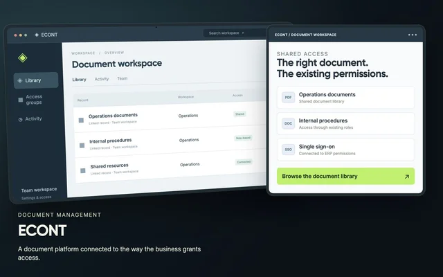 A document platform using existing access rules — project visual